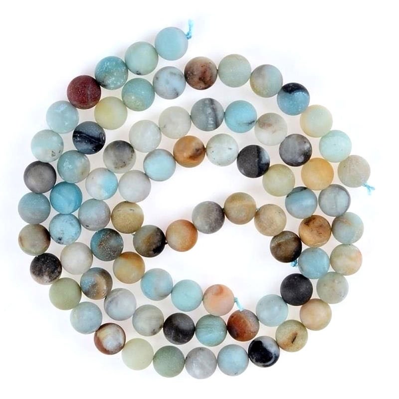 PLTbeads خرز الأحجار الكريمة الطبيعية PLTbeads فضفاض غير لامع تقريبًا 15.5 بوصة لصنع الأساور والقلائد (8 مم، لون غير لامع ملون من الأمازونيت) - Image 2